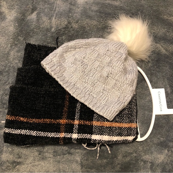 Charter Club Accessories - Scarf and Pom Pom Hat